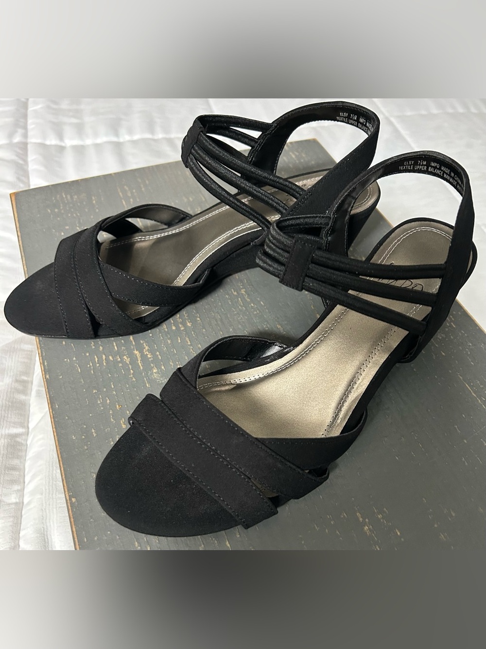 Impo Black Strappy Sandals with Silver Insole Accent
